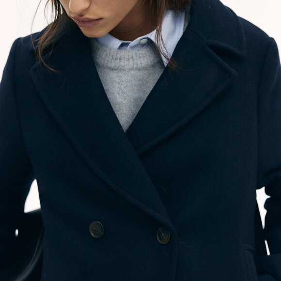 (NWT) H&M - navy blue short pea coat (XL) - Picture 3 of 7